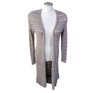 American Eagle Open Crotchet Long Duster Cardigan Womens M Festival Boho Beach